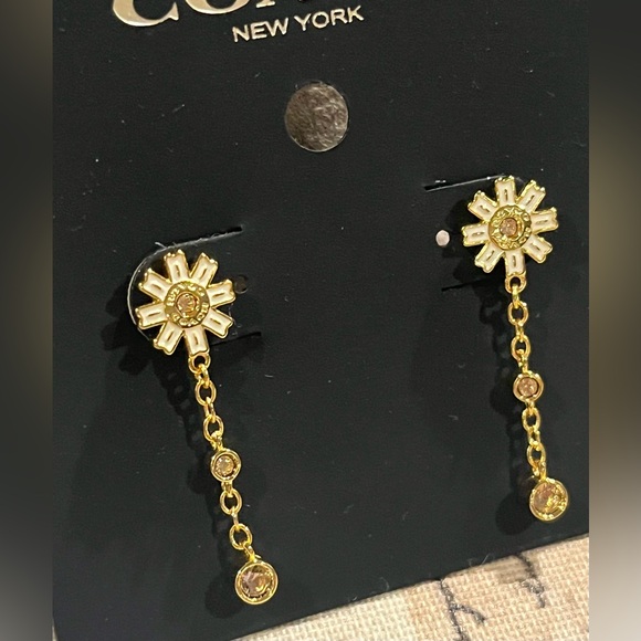 Coach Gold Chain Drop Earrings - Picture 2 of 3